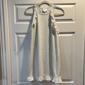 We Are Sundays Gray High Neck Ruffle Trim Knit Sleeveless Dress M